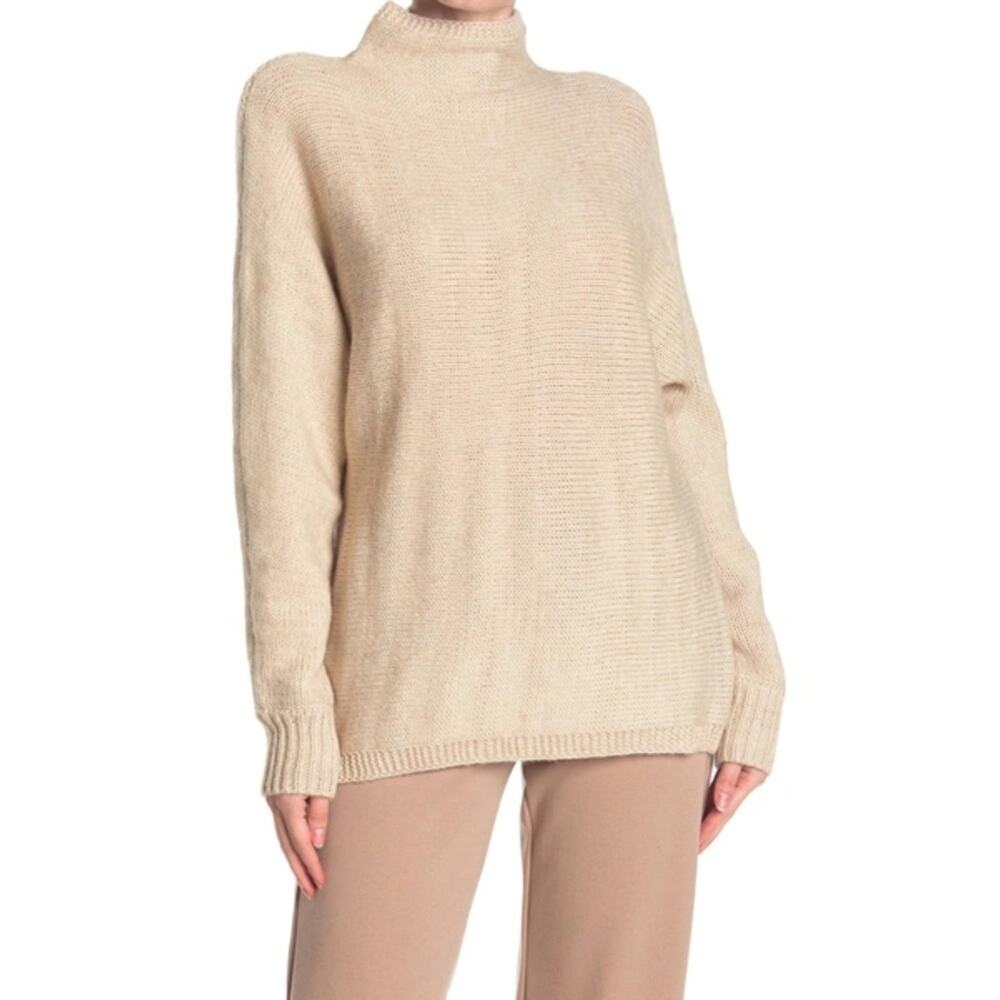 Max Studio Knit Mock Neck Sweater in Oat Size Large